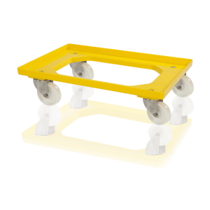 Transportavimo vežimėlis, 4 vairuojamieji poliamidiniai ratai, 600x400x168 mm, geltonas, 980305, TBA