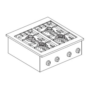 Įmontuojama dujinė viryklė, 4 kaitvietės, 14 kW, 7266.0020, Combisteel