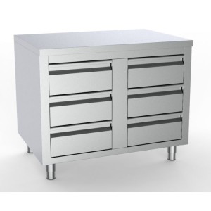 Stainless steel cabinet, 6 drawers, 1000x700x850 mm, 7333.0284, Combisteel