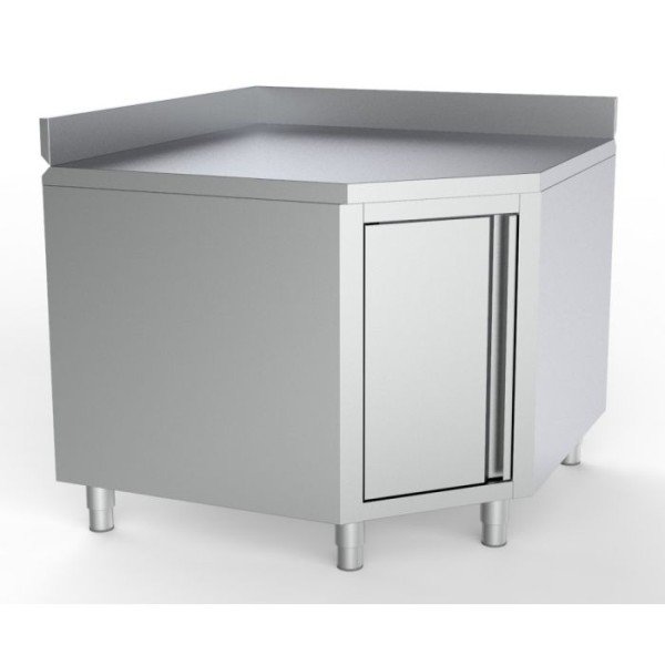Corner stainless steel table with doors