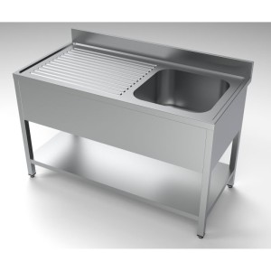 Stainless steel sink with shelf, right-handed, 1400x700x850 mm, 7333.0845, Combisteel