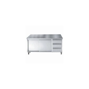 Stainless steel cabinet, sliding doors, drawer block, 2000x700x850 mm, 7452.0910, Combisteel