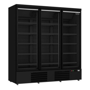 Freezer jde-1530f bl, 3 glass doors, black, 7455.2250, Combisteel