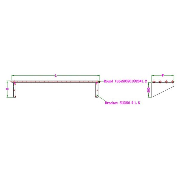 Stainless steel rod shelf