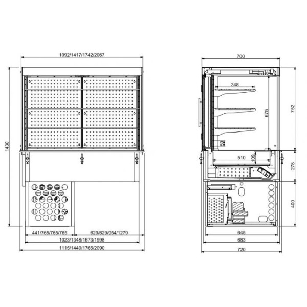Built-in refrigerated display case
