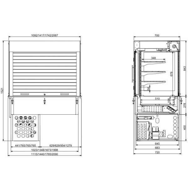 Built-in refrigerated display case