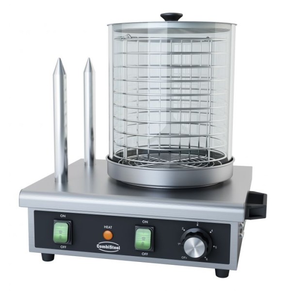 Hot dog warmer with two bun warmers