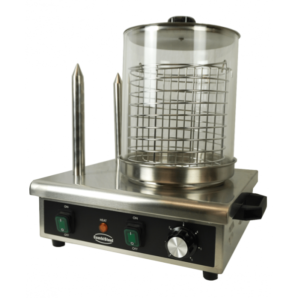 Hot dog warmer with two bun warmers