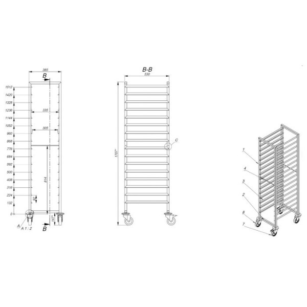 Service trolley for tables