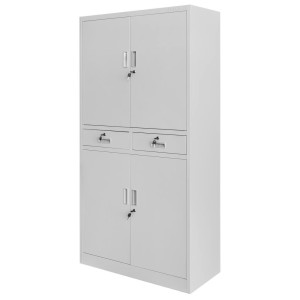 Metalinė biuro dokumentų spinta su pilnomis durimis ir 2 stalčiais, 900x400x1850 mm, pilka, WENUS, MTP004753, Mega-M